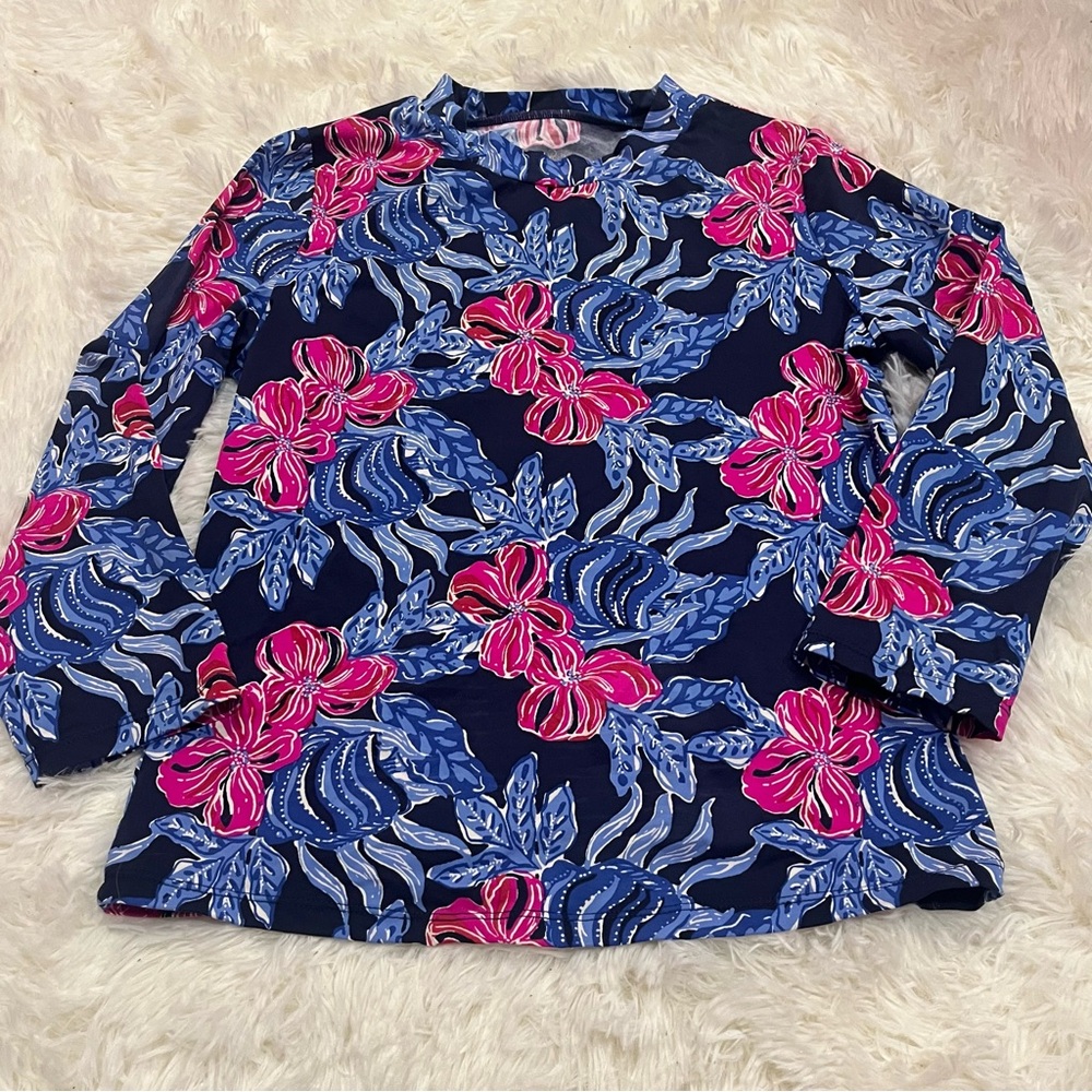 Lilly Pulitzer Bobby Rashguard Swim Low Tide Navy Its Ofishell UPF 50